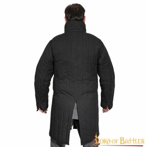 mittelalterlicher gepolsterter Gambeson aus Baumwolle mit Schnallen (Typ 10) Schwarz