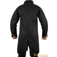 mittelalterlicher gepolsterter Gambeson aus Baumwolle mit Schnallen (Typ 10) Schwarz