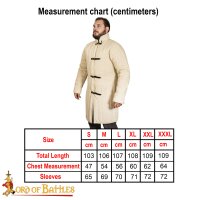 mittelalterlicher gepolsterter Gambeson aus Baumwolle mit Schnallen (Typ 10) Natur