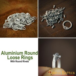 Lose Ringe Kettenringe aus Aluminium, Rundringe mit Pilzkopfnieten, ID 10 mm, Stärke 16 Gauge (1,6 mm) blank