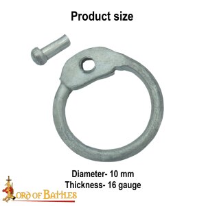 Lose Ringe Kettenringe aus Aluminium, Rundringe mit Pilzkopfnieten, ID 10 mm, Stärke 16 Gauge (1,6 mm) blank