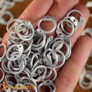 Lose Ringe Kettenringe aus Aluminium, Rundringe mit Pilzkopfnieten, ID 10 mm, Stärke 16 Gauge (1,6 mm) blank