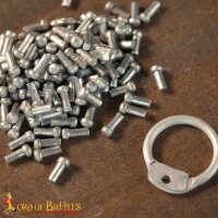 Lose Ringe Kettenringe aus Aluminium, Rundringe mit Pilzkopfnieten, ID 10 mm, Stärke 16 Gauge (1,6 mm) blank