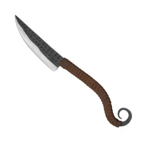 Antikes Messer aus Stahl mit lederumwickeltem Griff