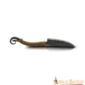 Antikes Messer aus Stahl mit lederumwickeltem Griff