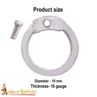 Lose Ringe Kettenringe aus Aluminium,  Flachringe mit Pilzkopfnieten, ID 10 mm, Stärke 16 Gauge (1,6 mm)