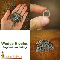 Lose Ringe Kettenringe aus Stahl,  Flachringe mit Keilnieten, ID 9 mm, Stärke 17 Gauge (1,5 mm)