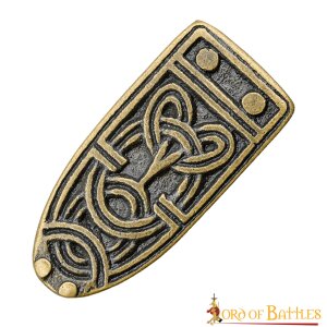 Ornate Celtic Antiqued Brass Viking Belt End Chape...