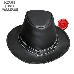 Chapeau en cuir fait main avec gaufrage noir
