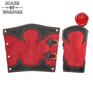 Arcane Red Genuine Leather Bracers