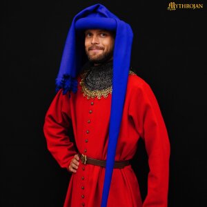Spätmittelalterliches  Chaperon aus Wolle 15. Jahrhundert Blau oder Rot
