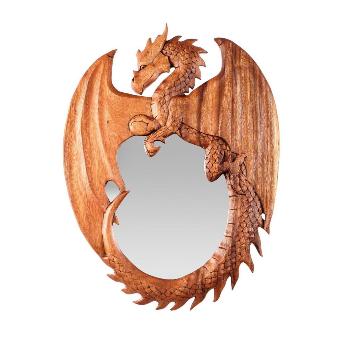 Miroir dragon en bois