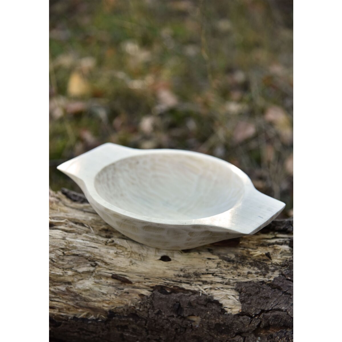 Wooden bowl with handles, hand-carved, approx. 21 x 16 cm