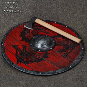 Fenrir Handcrafted Wooden Shield with 1.5 mm Steel Shield...