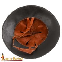 XIV Jahrhundert Kesselhut oder Eisenhut Stahlhelm mit Lederinlay 14 Gauge