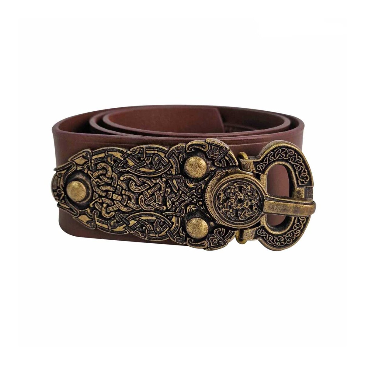 Wide Viking belt with elaborate belt buckle with...