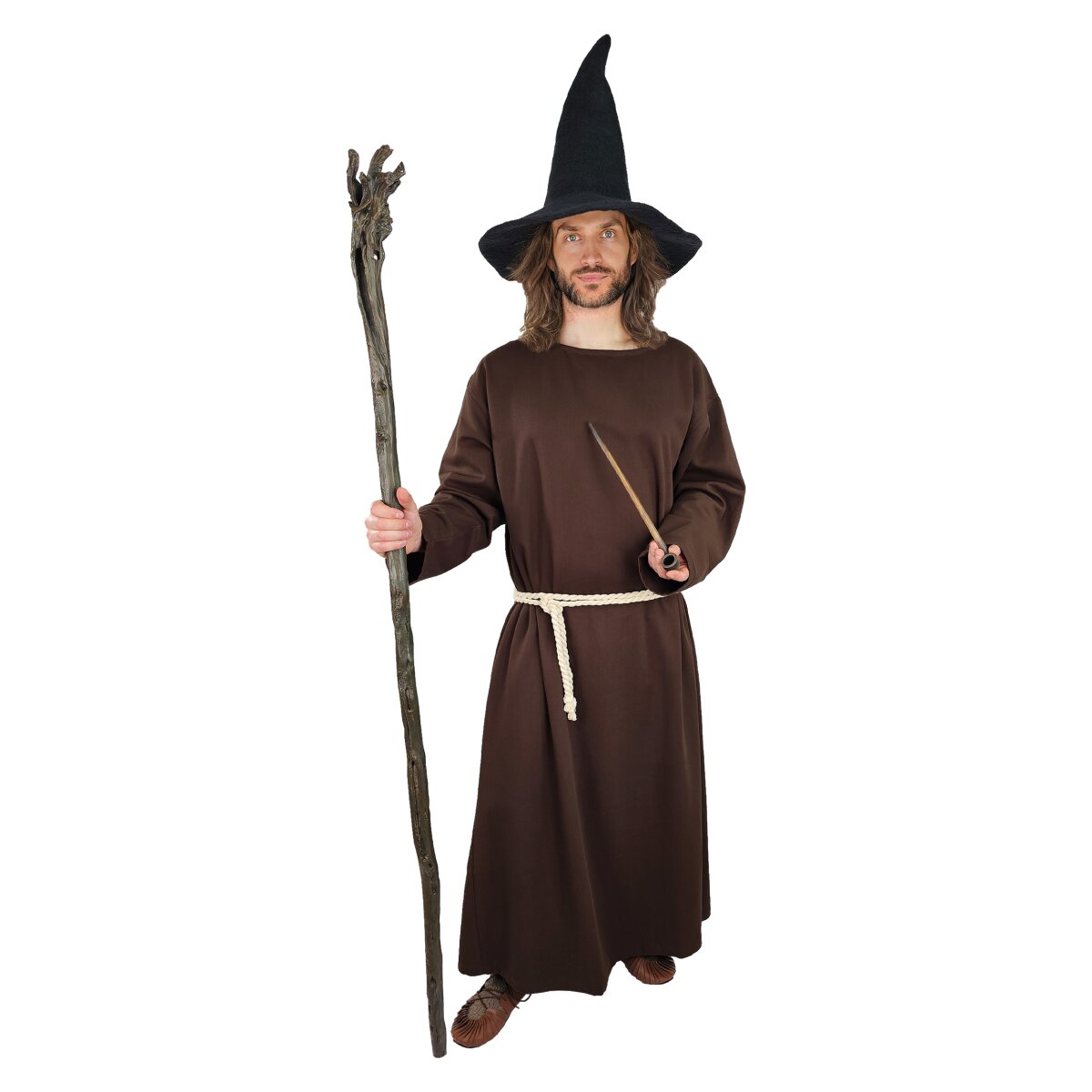 Wizard or magician frock brown incl. rope belt
