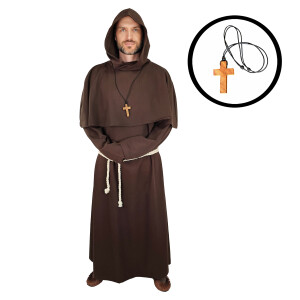 Brown monks habit set: habit, cowl, rope belt &...