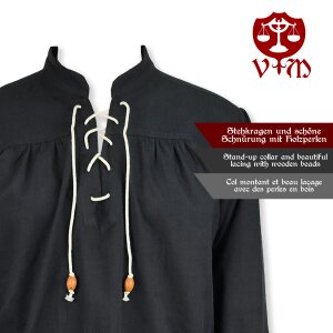 Klassisches Mittelalter Hemd oder Schnürhemd schwarz "Anno" Gr. M, B-WARE