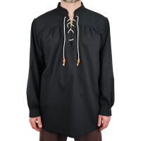 Klassisches Mittelalter Hemd oder Schnürhemd schwarz "Anno" Gr. M, B-WARE