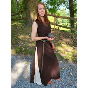 Mittelalter Kleid mit Schnürung ärmellos Braun / Natur "Juta"