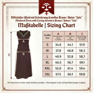 Mittelalter Kleid mit Schnürung ärmellos Braun / Natur "Juta"