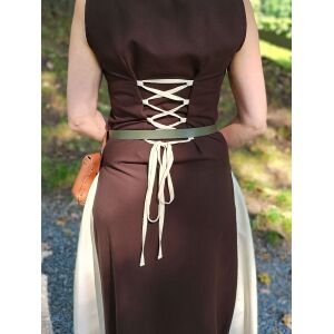 Mittelalter Kleid mit Schnürung ärmellos Braun / Natur "Juta"