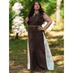 Mittelalter Kleid mit Schnürung ärmellos Braun / Natur "Juta"