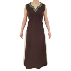 Mittelalter Kleid mit Schnürung ärmellos Braun / Natur "Juta"