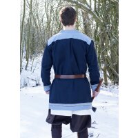 Klappenrock Bjorn, Wikinger-Mantel mit Borte, dunkelblau XXL, B-WARE