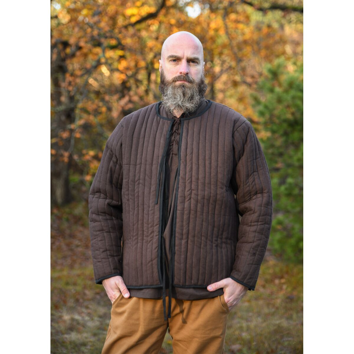 Wattierte Jacke, braun - schwarz XL