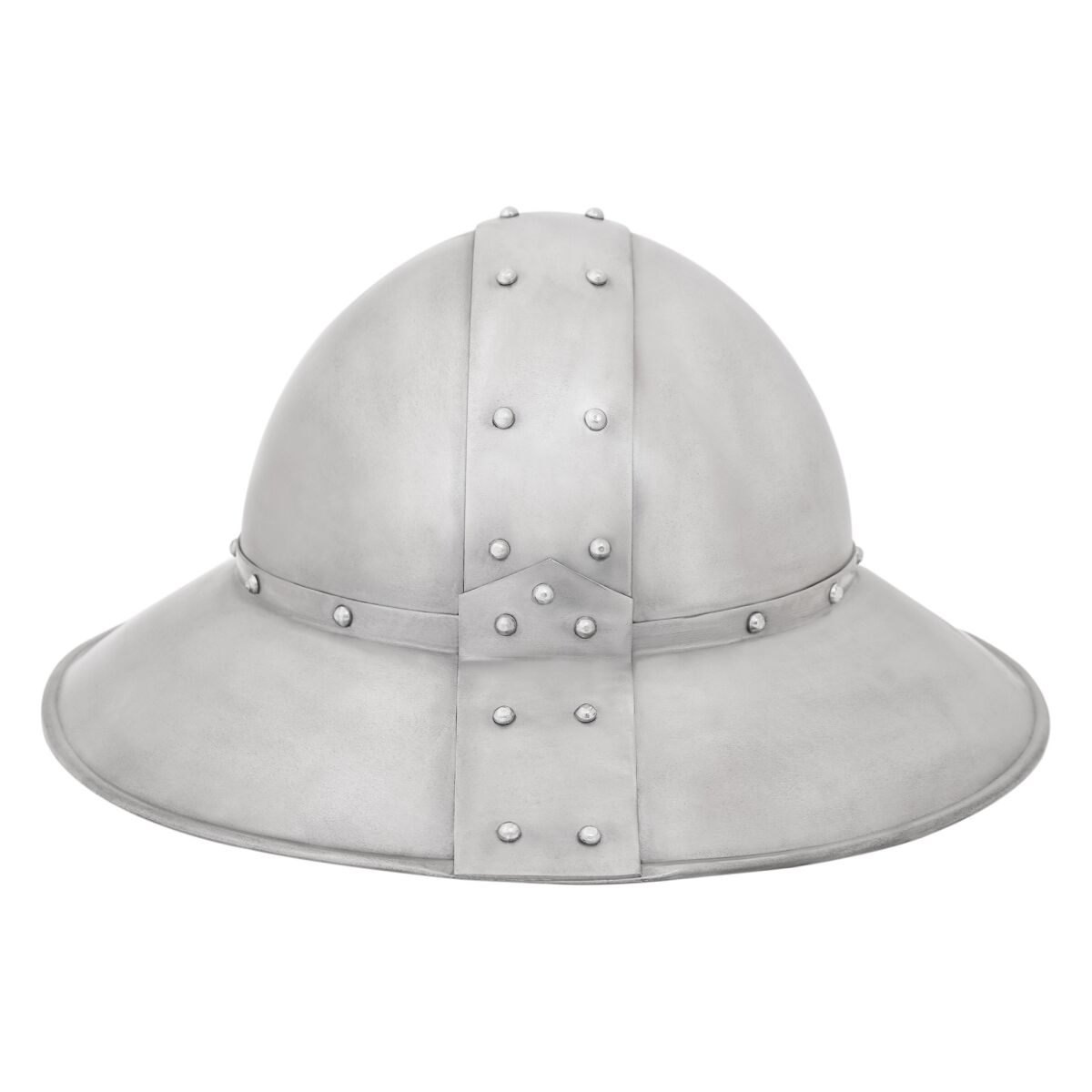 Mittelalterlicher Kesselhelm mit Lederfu box