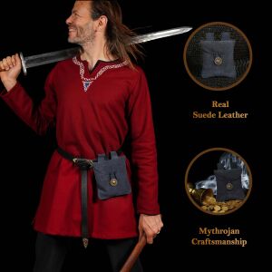 Mittelalterlicher Beutel aus Wildleder Mitternachtsblau