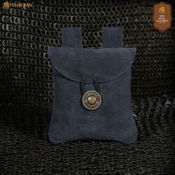 Mittelalterlicher Beutel aus Wildleder Mitternachtsblau