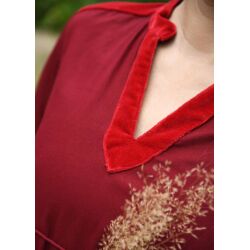 Mittelalterliches Kleid mit Samt-Details weinrot "Meira"