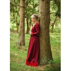 Mittelalterliches Kleid mit Samt-Details weinrot "Meira"