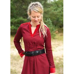 Mittelalterliches Kleid mit Samt-Details weinrot "Meira"