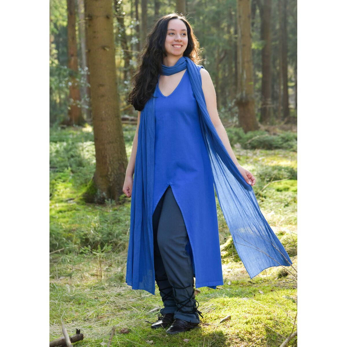 Mittelalter Kleid ärmellos kornblum box