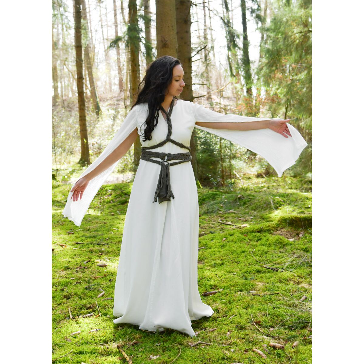 Mittelalter Kleid natur lange Ärmel box