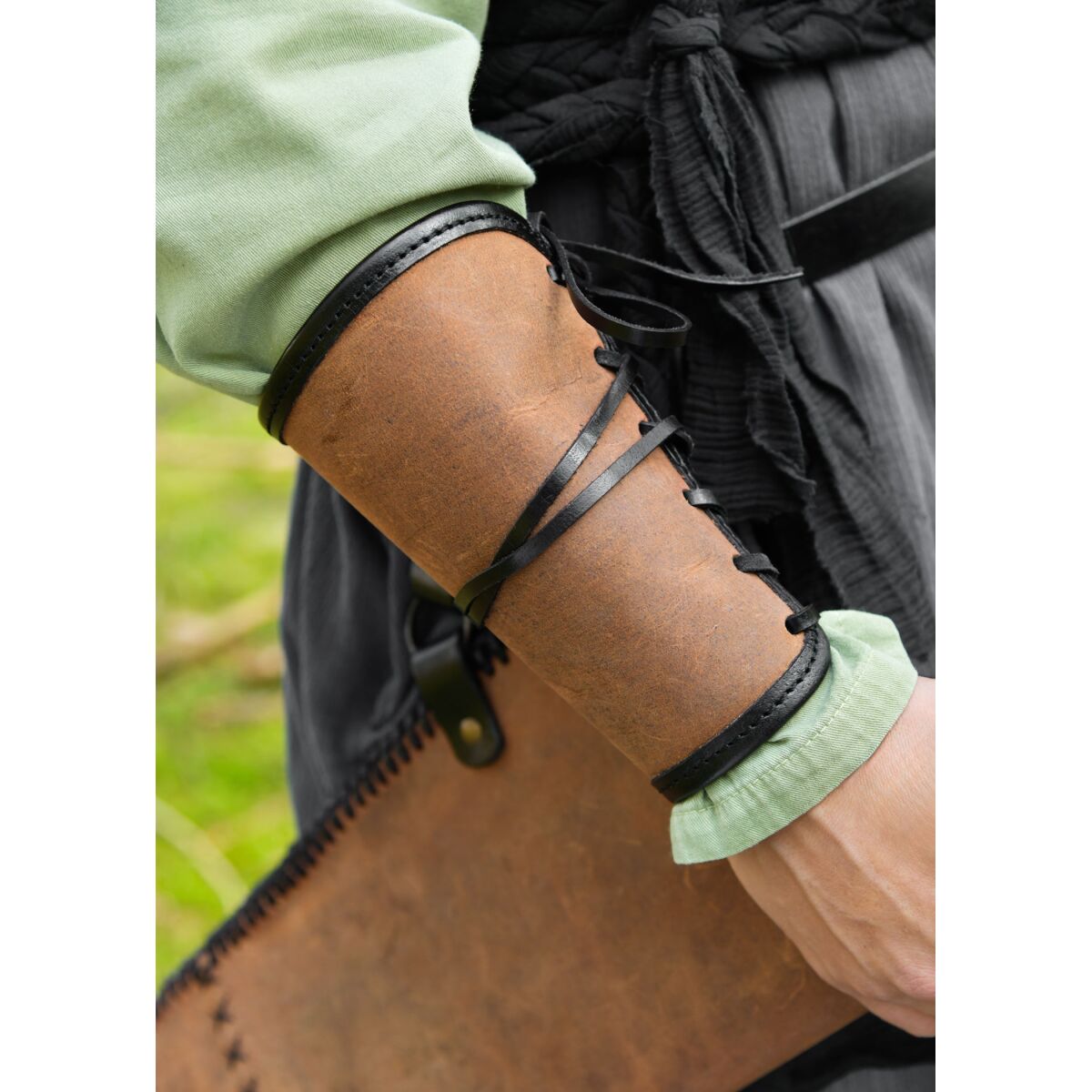 Leder Armschutz braun Fettleder Schn&uum box