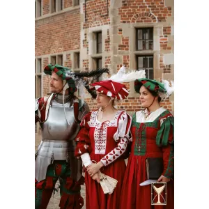Landsknecht Hut Weiß/Rot – Wolle, Renaissance LARP Kopfbedeckung Yoremade