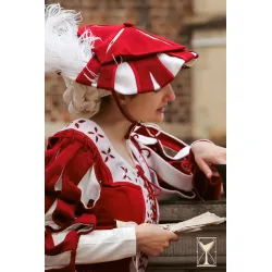 Landsknecht Hut Weiß/Rot – Wolle, Renaissance LARP Kopfbedeckung Yoremade