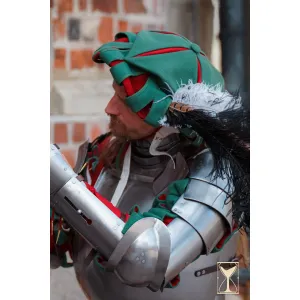 Landsknecht Hut Grün/Rot – Wolle, Renaissance LARP Kopfbedeckung Yoremade