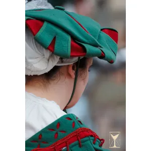 Landsknecht Hut Grün/Rot – Wolle, Renaissance LARP Kopfbedeckung Yoremade