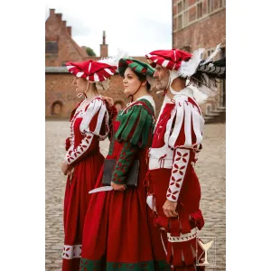 Landsknecht geblümter Ärmel Grün/Rot – Wollmischgewebe Yoremade
