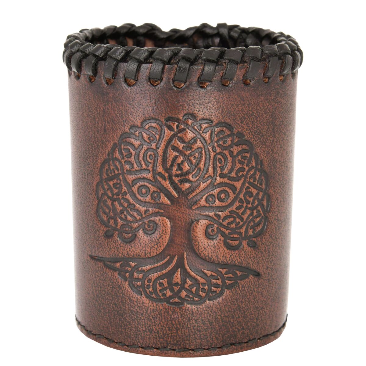 Lederwürfelbecher mit Yggdrasil-Pr& box
