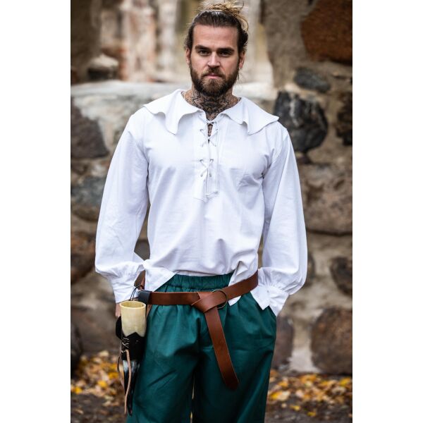 Rundkragenhemd Weiß "Athos" M, B-Ware