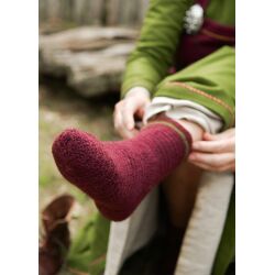 Wollsocken "Forseti" gehäkelt Burgund