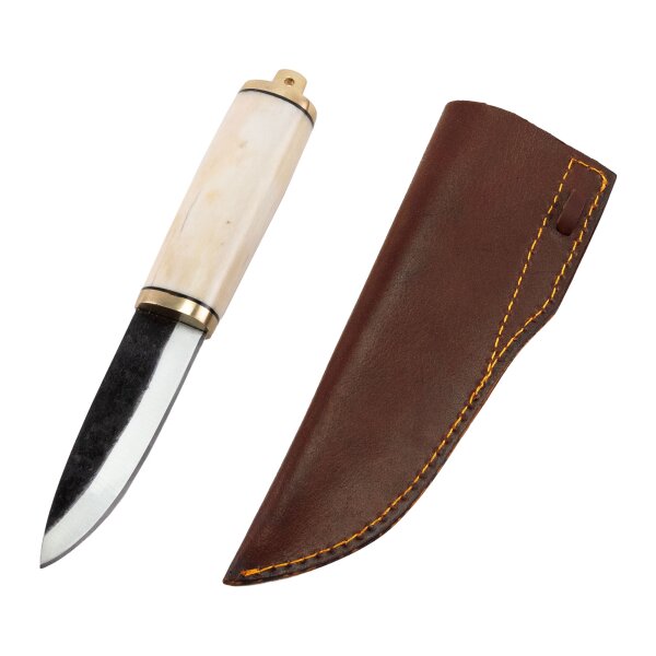 Wikinger Messer mit Knochengriff und Lederscheide Ess- und Gebrauchsmesser