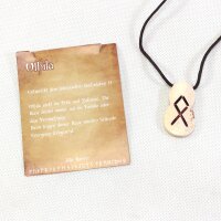 Chain with runes pendant made of bone, incl. leather strap, O - Othila